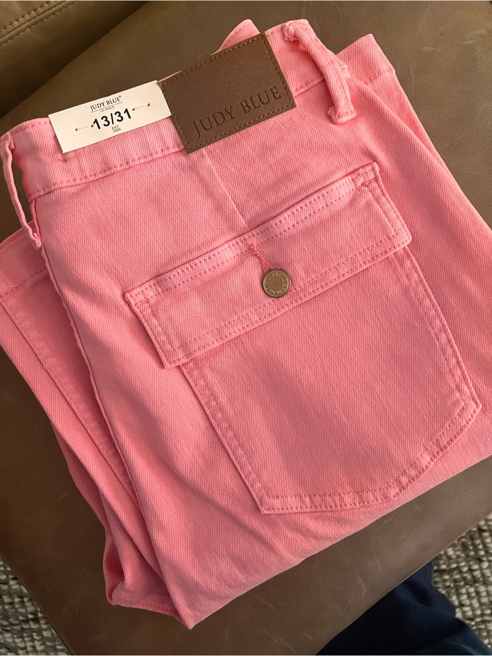 JUDY BLUE Cargo Pink Peggy High Rise
Straight Denim Jeans Pants - Picture 8 of 8